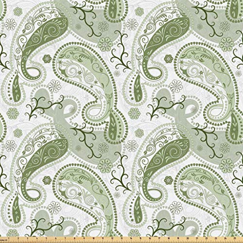 Lunarable Paisley Fabric by The Yard, Pastel Color Scheme with Swi...