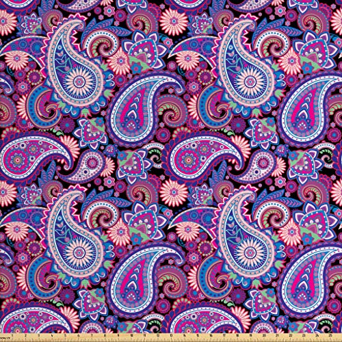 Lunarable Paisley Fabric by The Yard, Persian Leaf Flourish East C...