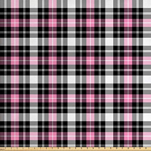 Lunarable Plaid Fabric by The Yard, Checkered Feminine Fashion Pat...