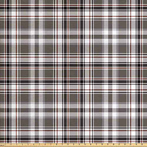Lunarable Plaid Fabric by The Yard, Classic English Tartan Plaid C...