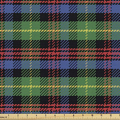 Lunarable Plaid Fabric by The Yard, Classic Scottish Tartan Design...