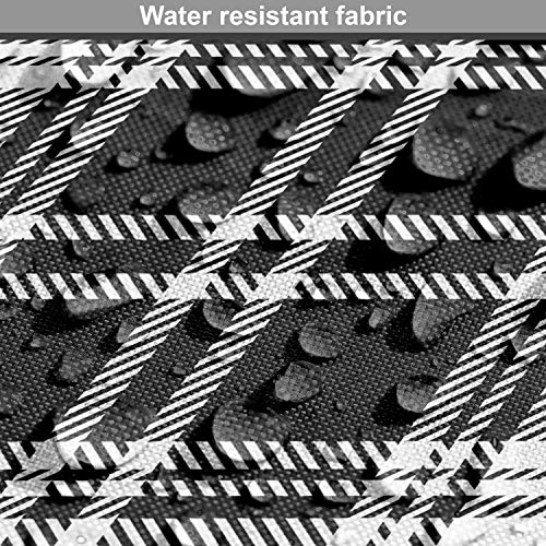 Lunarable Plaid Fabric by The Yard, Monochrome Style Vintage Engli...