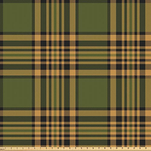 Lunarable Plaid Fabric by The Yard, Tartan Pattern in Autumn Tones...