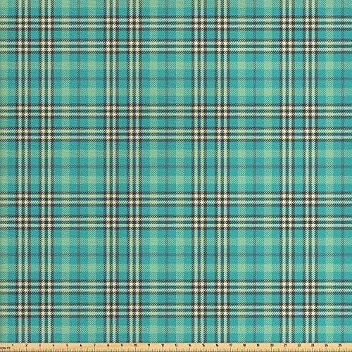 Lunarable Plaid Fabric by The Yard, Traditional British Celtic Sty...