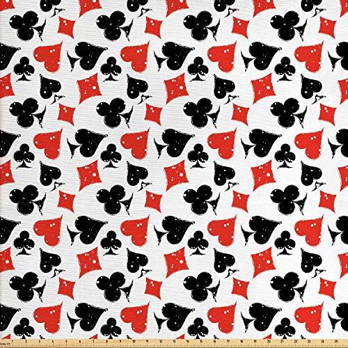 Lunarable Poker Fabric by The Yard, Grunge Inspirations Card Suits...