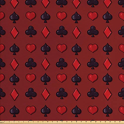 Lunarable Poker Fabric by The Yard, Suits of Cards Pattern with Cl...