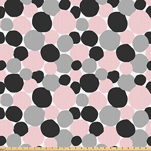 Lunarable Polka Dot Fabric by The Yard, Contemporary Style Hand Dr...