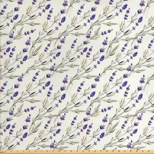 Lunarable Purple Fabric by The Yard, Lavender Paint Pattern French...