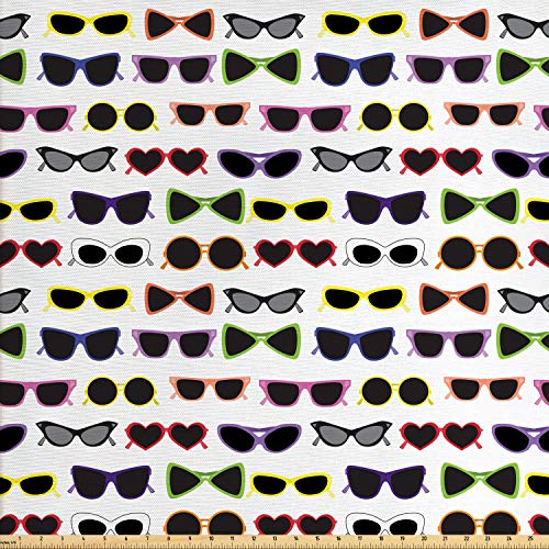 Lunarable Retro Fabric by The Yard, Various Sunglasses Feminine Fa...