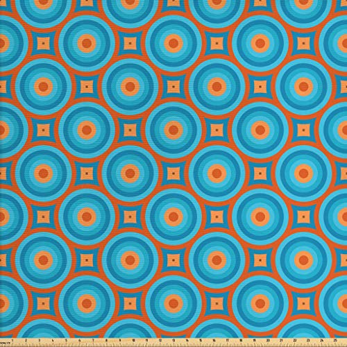 Lunarable Retro Fabric by The Yard, Vintage Bulls Eye Pattern with...