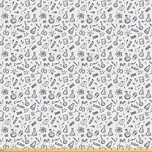Lunarable Science Fabric by The Yard, Hand Drawn Chemistry Theme D...