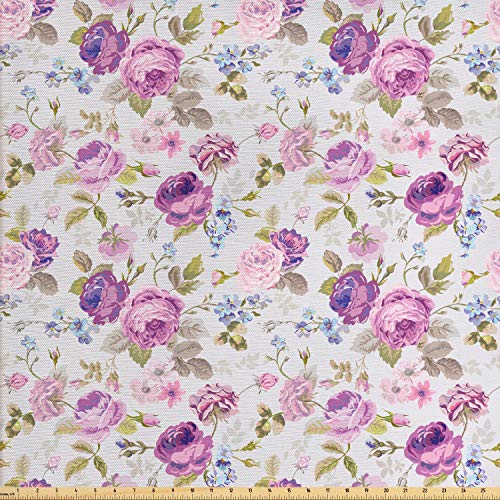 Lunarable Shabby Flora Fabric by The Yard, Floral Arrangement from...