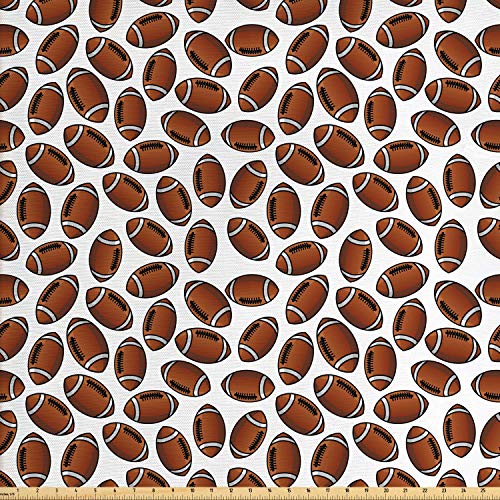 Lunarable Sports Fabric by The Yard, American Football Rugby Balls...