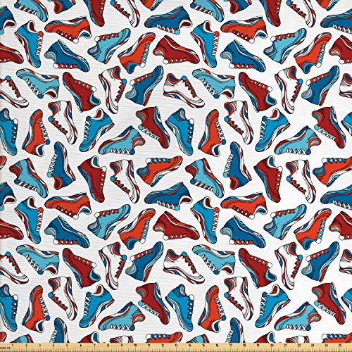 Lunarable Sports Fabric by The Yard, Gym Exercise Shoes for Teenag...