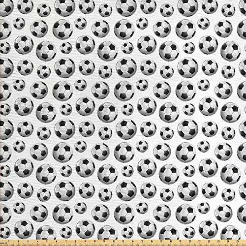 Lunarable Sports Fabric by The Yard, Pattern Vivid Graphic Soccer ...