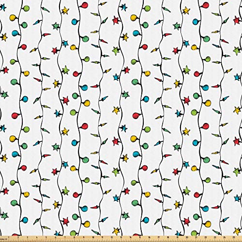 Lunarable Star Fabric by The Yard, Christmas on String Star Shape ...