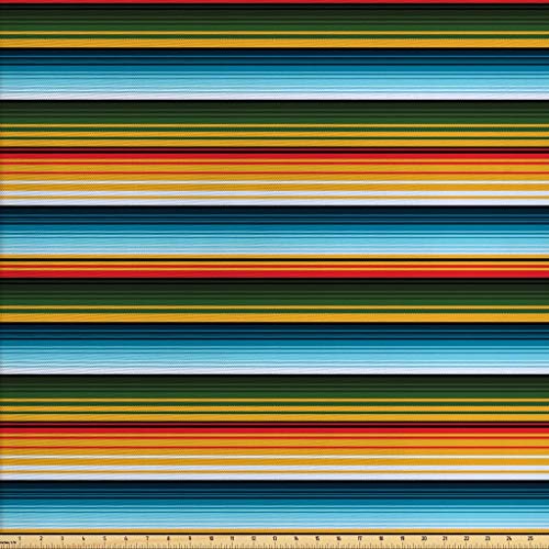 Lunarable Striped Fabric by The Yard, Mexican Inspirations in Hand...