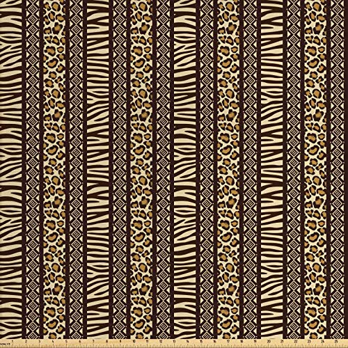 Lunarable Striped Fabric by The Yard, Safari Animal Skin Pattern Z...