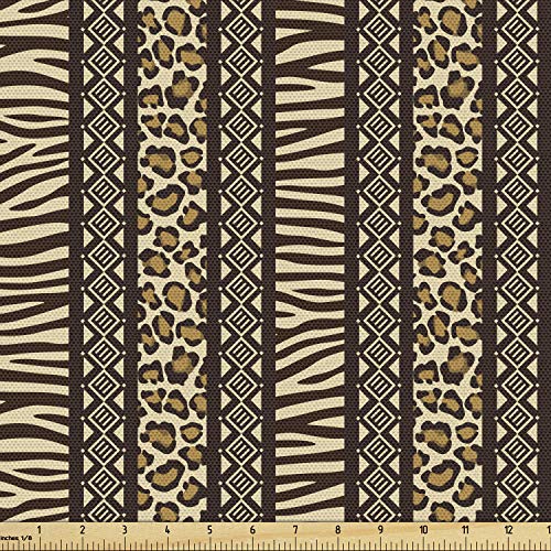Lunarable Striped Fabric by The Yard, Safari Animal Skin Pattern Z...