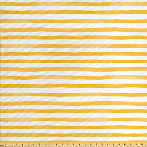 Lunarable Striped Fabric by The Yard, Watercolor Style Uneven Stri...