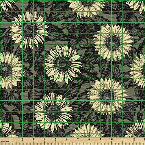 Lunarable Sunflower Fabric by The Yard, Abstract Nature Inspired I...