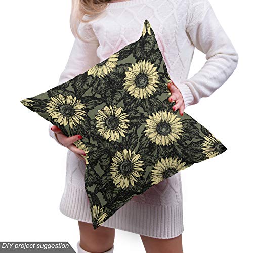 Lunarable Sunflower Fabric by The Yard, Abstract Nature Inspired I...