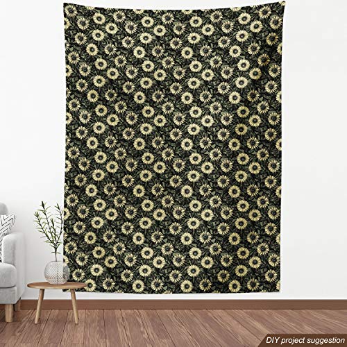 Lunarable Sunflower Fabric by The Yard, Abstract Nature Inspired I...