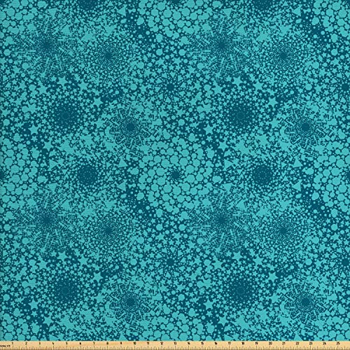 Lunarable Teal and Turquoise Fabric by The Yard, Geometric Abstrac...