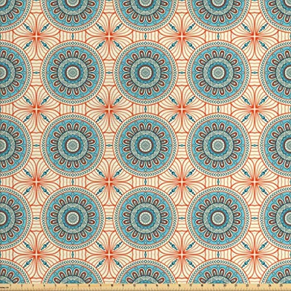 Lunarable Tribal Fabric by The Yard, Abstract Style Background Flo...