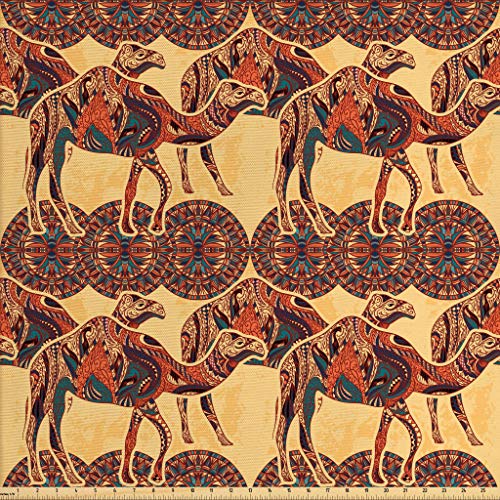 Lunarable Tribal Fabric by The Yard, Camel Animals with Oriental O...