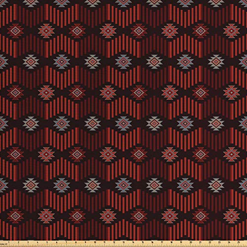 Lunarable Tribal Fabric by The Yard, Vintage Zigzag Lines Triangle...