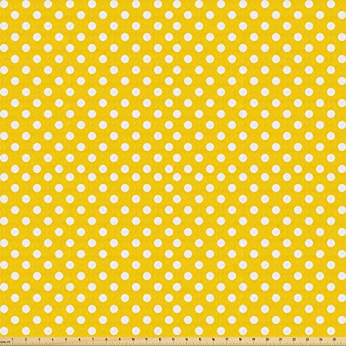 Lunarable Yellow Fabric by The Yard, Picnic Inspired 50s 60s 70s T...