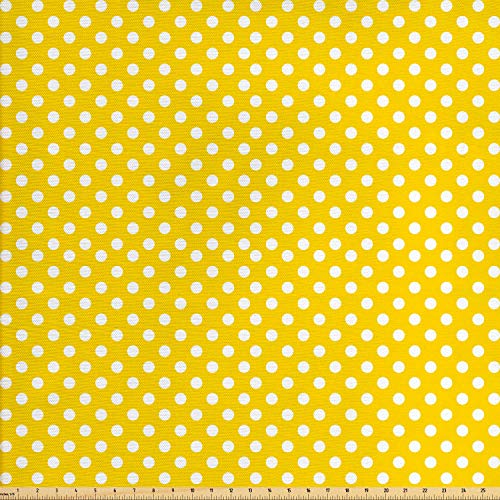Lunarable Yellow Fabric by The Yard, Picnic Inspired 50s 60s 70s T...