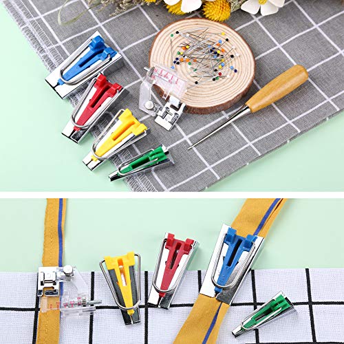 Bias Tape Tool Kit with Instruction, 4 Sizes Bias Tape Maker with ...