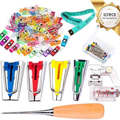 Bias Tape Tool Kit with Instruction, 4 Sizes Bias Tape Maker with ...