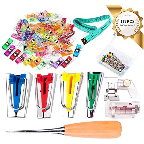 Bias Tape Tool Kit with Instruction, 4 Sizes Bias Tape Maker with ...
