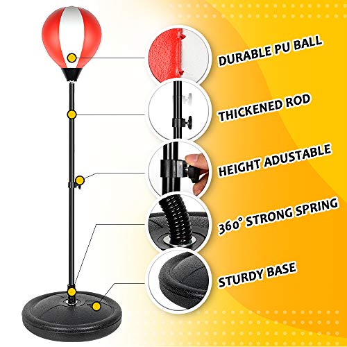 LURLIN Punching Bag for Kids Incl Boxing Gloves & Stand, Height Ad...