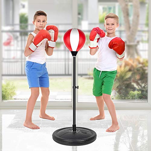 LURLIN Punching Bag for Kids Incl Boxing Gloves & Stand, Height Ad...
