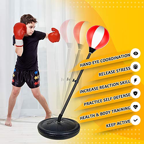 LURLIN Punching Bag for Kids Incl Boxing Gloves & Stand, Height Ad...
