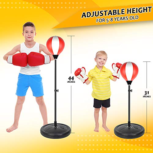 LURLIN Punching Bag for Kids Incl Boxing Gloves & Stand, Height Ad...