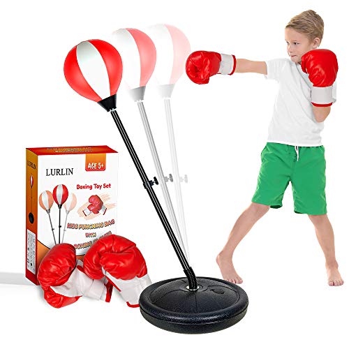 LURLIN Punching Bag for Kids Incl Boxing Gloves & Stand, Height Ad...