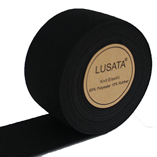 lusata 1.5 inch Wide Black Knit Elastic Spool Heavy Stretch High E...