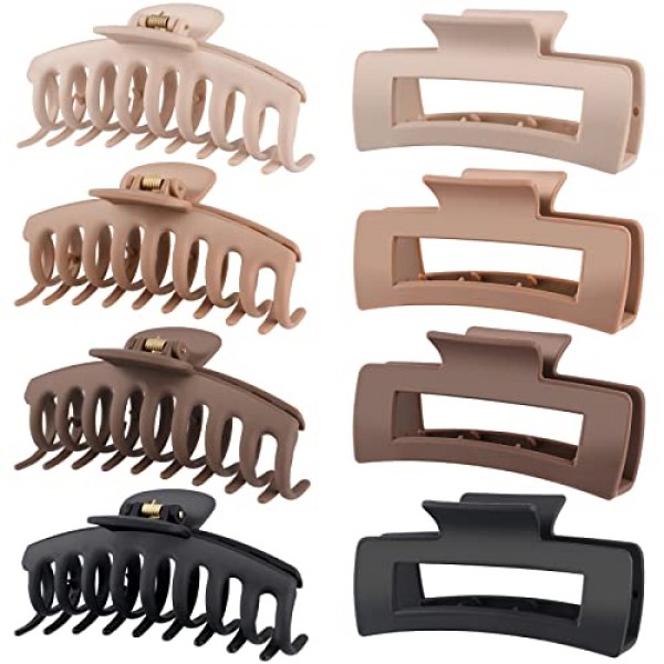8 Pack 4.3 Inch Large Hair Claw Clips for Women Thin Thick Curly H...