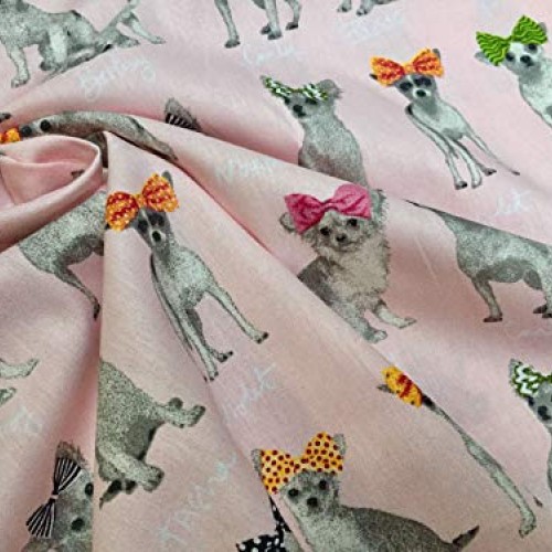 Chihuahua Dog 100% Cotton Poplin Fabric Print - Animal Dogs Materi...