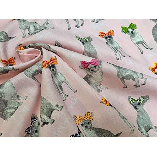 Chihuahua Dog 100% Cotton Poplin Fabric Print - Animal Dogs Materi...