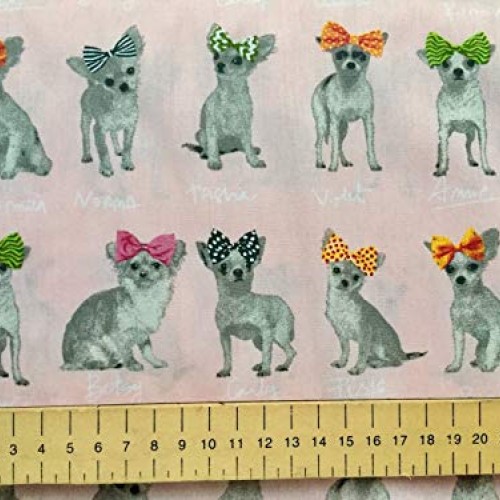 Chihuahua Dog 100% Cotton Poplin Fabric Print - Animal Dogs Materi...