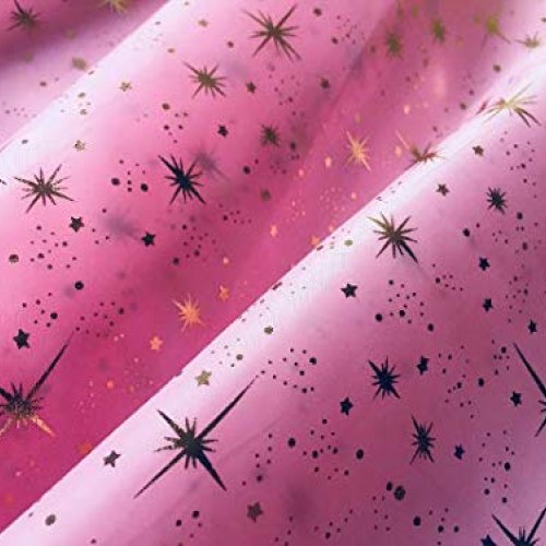 LUSHFABRIC ICE Star Silk Taffeta Fabric Material - Baby Pink and S...