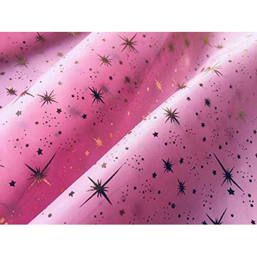 LUSHFABRIC ICE Star Silk Taffeta Fabric Material - Baby Pink and S...