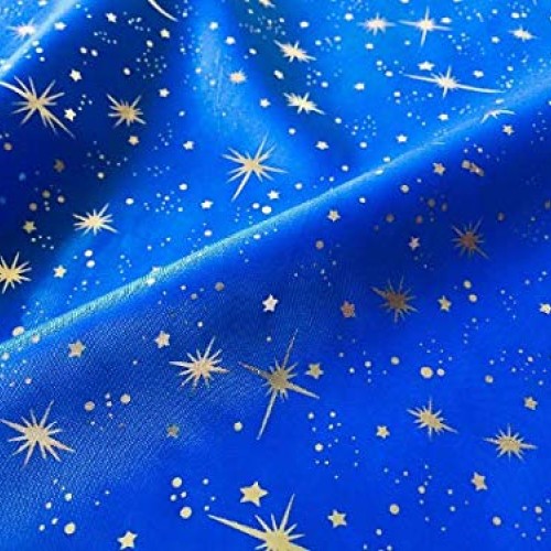 LUSHFABRIC ICE Star Silk Taffeta Fabric Material - Blue and Sparkl...