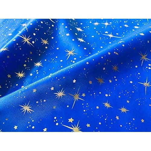 LUSHFABRIC ICE Star Silk Taffeta Fabric Material - Blue and Sparkl...